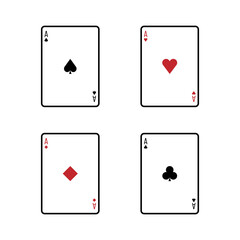 Four aces playing cards. Playing card vector icon