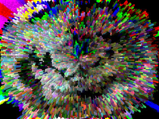 Abstract multi-colored background, pattern. Squares and rectangles in the video pixels from the...