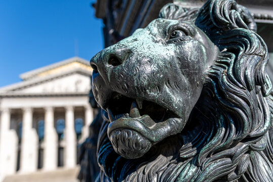Bavarian lion at the Max Joseph monument in Munich