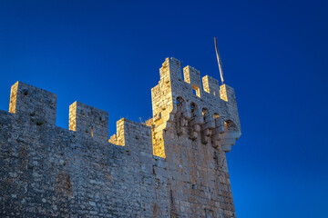 Fortification of Kamerlengo Castle in Trogir, an ancient town and harbour on the Adriatic coast,...