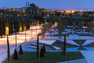 Cityscape of the Juan Carlos I park (Madrid, Spain)