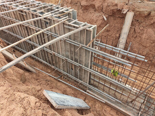 SEREMBAN, MALAYSIA -MAY 30, 2020: Concrete drain under construction at the construction site. It is...
