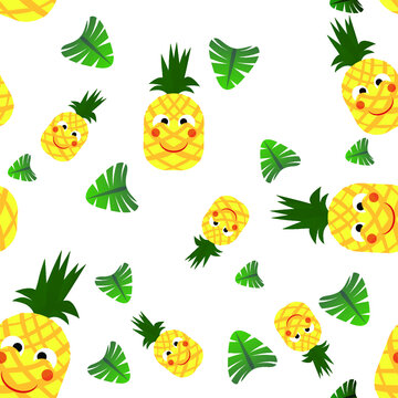 Pineapple seamless pattern. Vector for background