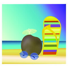 Fototapeta premium Ocean. Summer travel to Hawaii. Vector isolated illustration