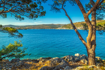 Fototapeta na wymiar Adriatic coast near the Rogoznica village, a popular tourist destination on the Dalmatian coast of Adriatic sea in Croatia, Europe.