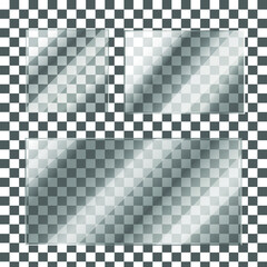 Realistic glass set. Vector illustration. The texture of glass, mirrors, windows.