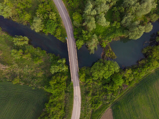 Bridge on the River Karas. Aerial photography.
