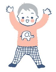 バンザイする男の子