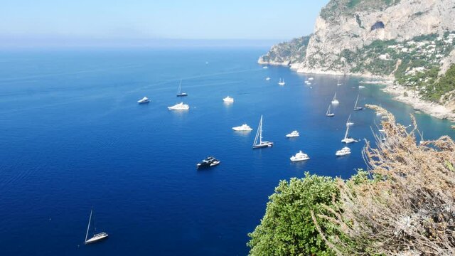 Capri Island, Italy, lanscape of Faraglioni sea stacks