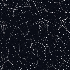 Seamless pattern constellations. Vector stars sky. Pattern for textile and more