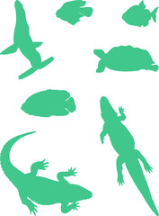 Fototapeta premium vector illustration of a sea wild animals silhouette