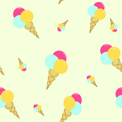 Vector seamless pattern. Ice-cream background for textile.