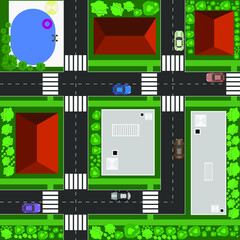 Vector city top view. Isolated illustration background