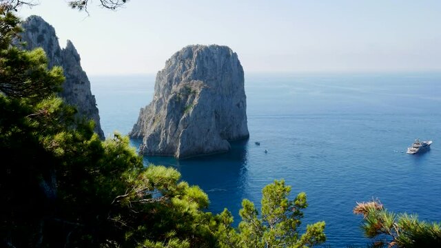 Capri Island, Italy, view of the Faraglioni sea stacks