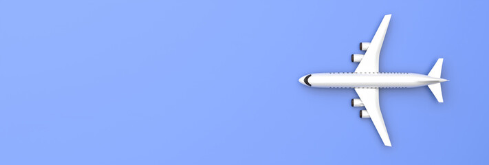 Plane model white blank on blue background. 3d illustration