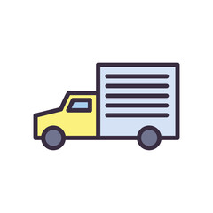 truck line and fill style icon vector design