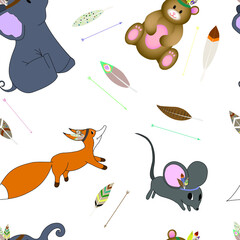 Seamless pattern with animals-Indian. Vector illustrated for child textiles and more