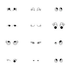  A set of line eyes, different options. Vector illustration. Each object is isolated