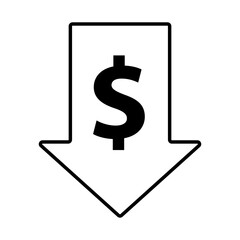 arrow with dollar money symbol line style icon