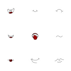  Lines set mouth. Vector illustration. Each object is isolated