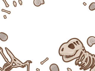 恐竜の化石のイラスト_フレーム