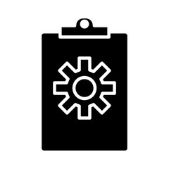 gear settings machine in clipboard silhouette style icon