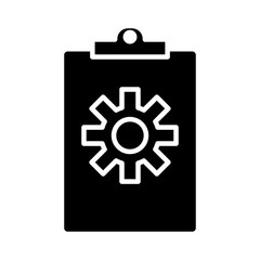 gear settings machine in clipboard silhouette style icon