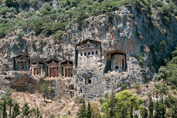 Fototapeta na wymiar The Carian rock tombs in Turkey
