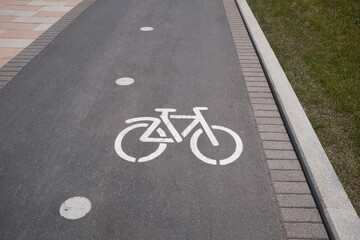 bike lane, road for bicycles, Bicycle road sign and arrow