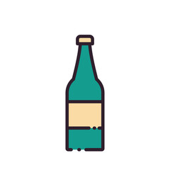 champagne bottle line and fill style icon vector design