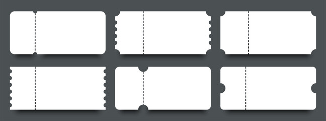 Tickets. Coupons. Blank templates tickets or coupons. Ticket or coupon vector icon, isolated. Vector illustration