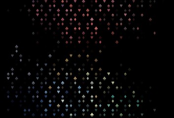 Dark Black vector background with cards signs.