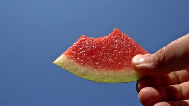 Eating watermelon in the front of blue sky - Smack Noise