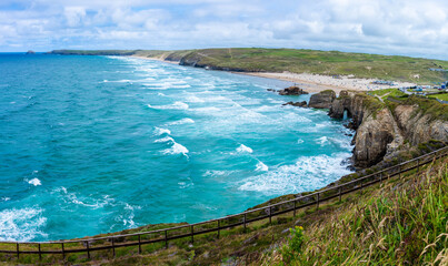 Perranporth Cornwall Coast UK Cornish Sea Holiday Landscape Hike