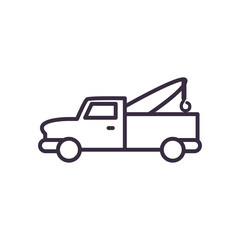 pickup car with crane line style icon vector design
