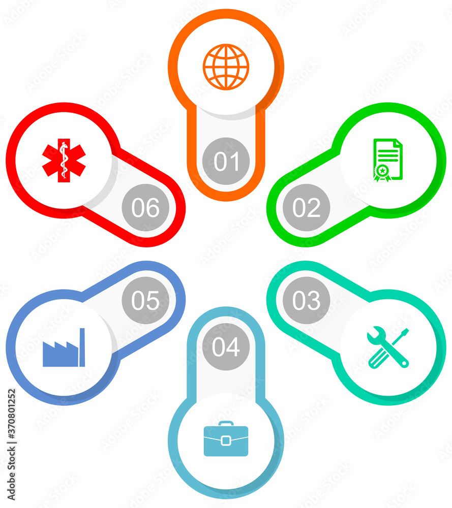 Aufkleber infographic vector template for presentation, diagram, business and technology concept with 6 option