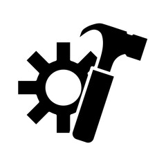 hammer with gear settings machine silhouette style icon