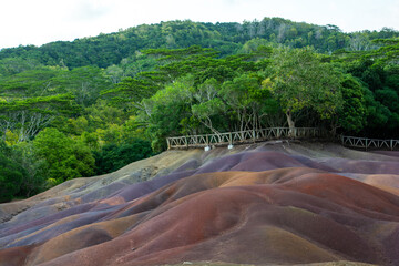 Fototapeta na wymiar A land of seven colors in Chamarel National Park, Mauritius, Africa