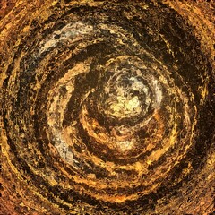 Abstract grunge background with magic golden circles, theme behind glass