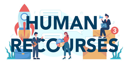 Human resources typographic header. Idea of recruitment and job