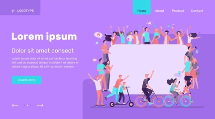 Different multicultural people in crowd flat vector illustration. Cartoon characters in social community communicating together. Population and society concept