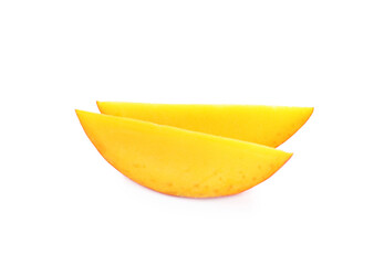 Slices of ripe mango isolated on white. Exotic fruit