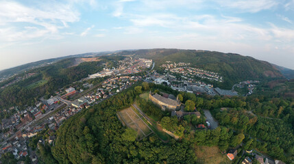 Schloss Hohenlimburg, Blick auf Ort, Lenne, Steinbruch, Naher Tal
