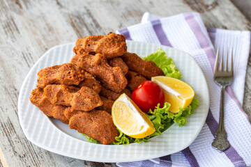 Newly built raw meatballs, turkey specific food, cig kofte, close-up,