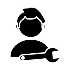 man with wrench key tool silhouette style icon