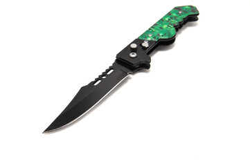 Sharp bandit knife on white background close up