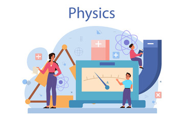Physics school subject concept. Scientist explore electricity,