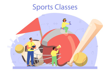 Physical education or school sport class concept. Students doing