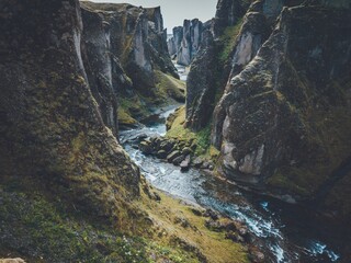 Fjaðrárgljúfur Canyon on the South Coast of Iceland