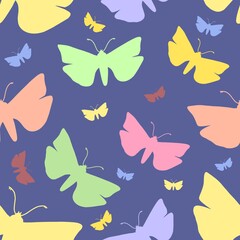 Vector seamless pattern of butterflies. Background.